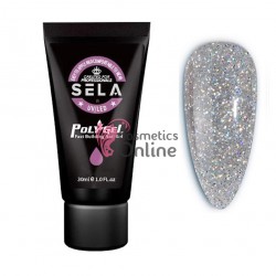 PolyGel UV LED pentru unghii false SELA Profesional de 30ml Cod 105 Argintiu cu Reflexii